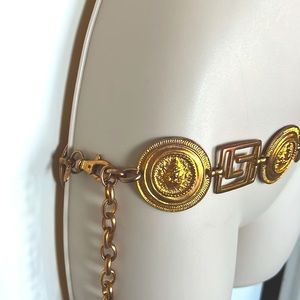Gold colored Greek inspired metal chain belt  small